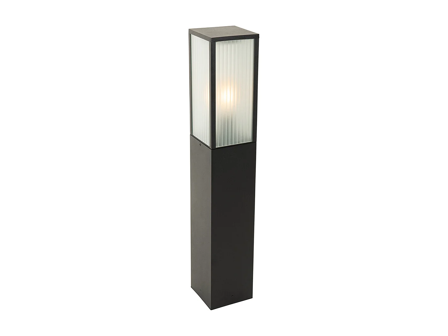 Lampe d'extérieur sur pied noire avec verre nervuré 80 cm IP44 - Charlois