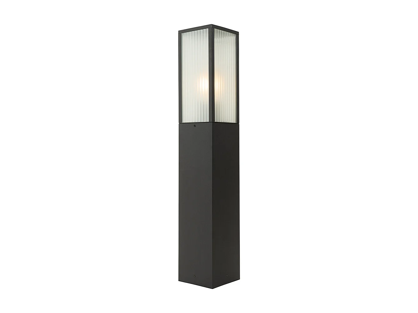 Lampe d'extérieur sur pied noire avec verre nervuré 80 cm IP44 - Charlois