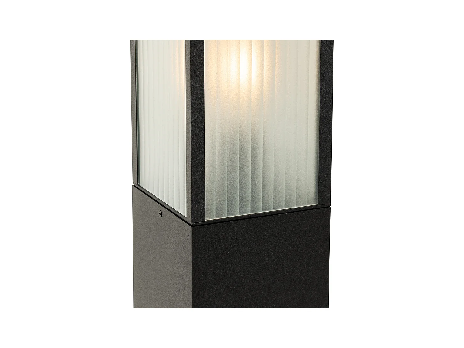 Lampe d'extérieur sur pied noire avec verre nervuré 80 cm IP44 - Charlois