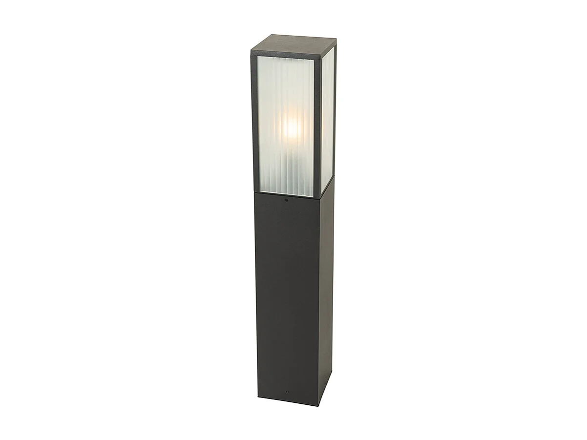 Lampadaire d'extérieur noir avec verre cannelé 80 cm IP44 - Charlois