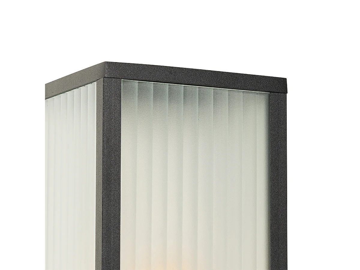 Lampadaire d'extérieur noir avec verre cannelé 80 cm IP44 - Charlois