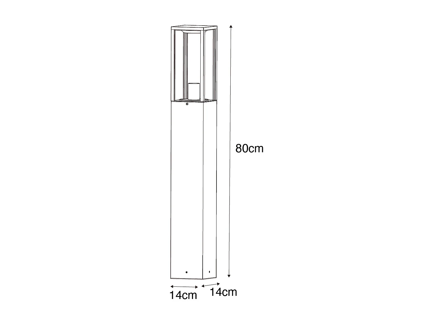 Lampadaire d'extérieur noir avec verre cannelé 80 cm IP44 - Charlois