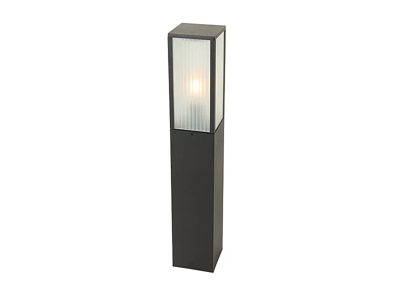 Lampadaire d'extérieur noir avec verre cannelé 80 cm IP44 - Charlois