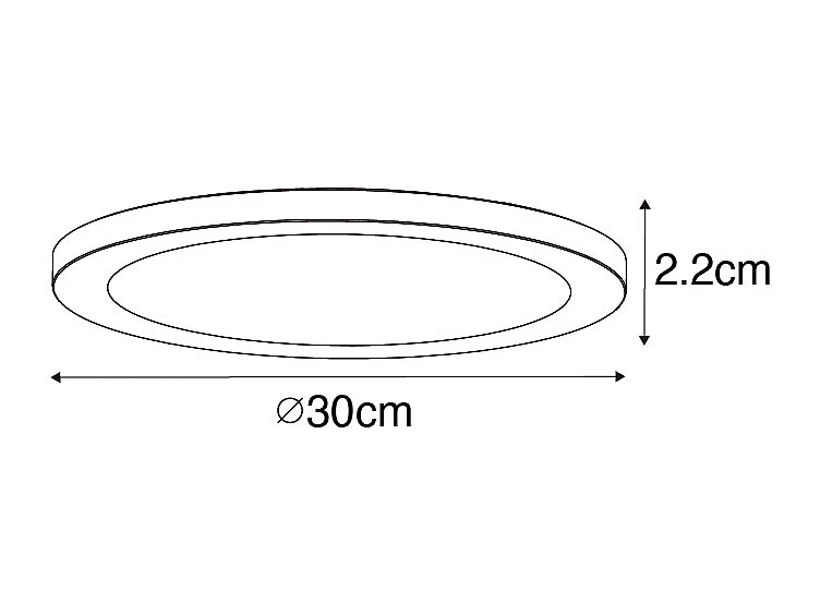 Spot encastrable ou apparent blanc 30 cm LED incluse à intensité variable en 3 étapes avec interrupteur DIP - Trans