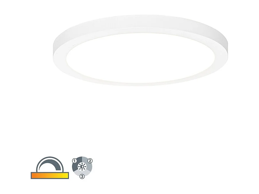 Spot encastrable ou apparent blanc 30 cm LED incluse à intensité variable en 3 étapes avec interrupteur DIP - Trans