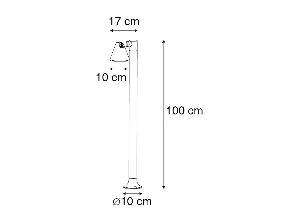 Borne d'extérieur moderne noire 100 cm IP44 orientable - Ciara