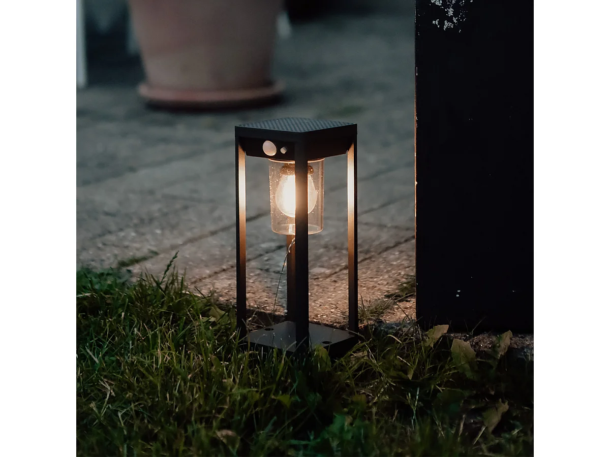 Lampadaire d'extérieur gris foncé 25 cm avec lumière à intensité variable et capteur solaire - Sonne