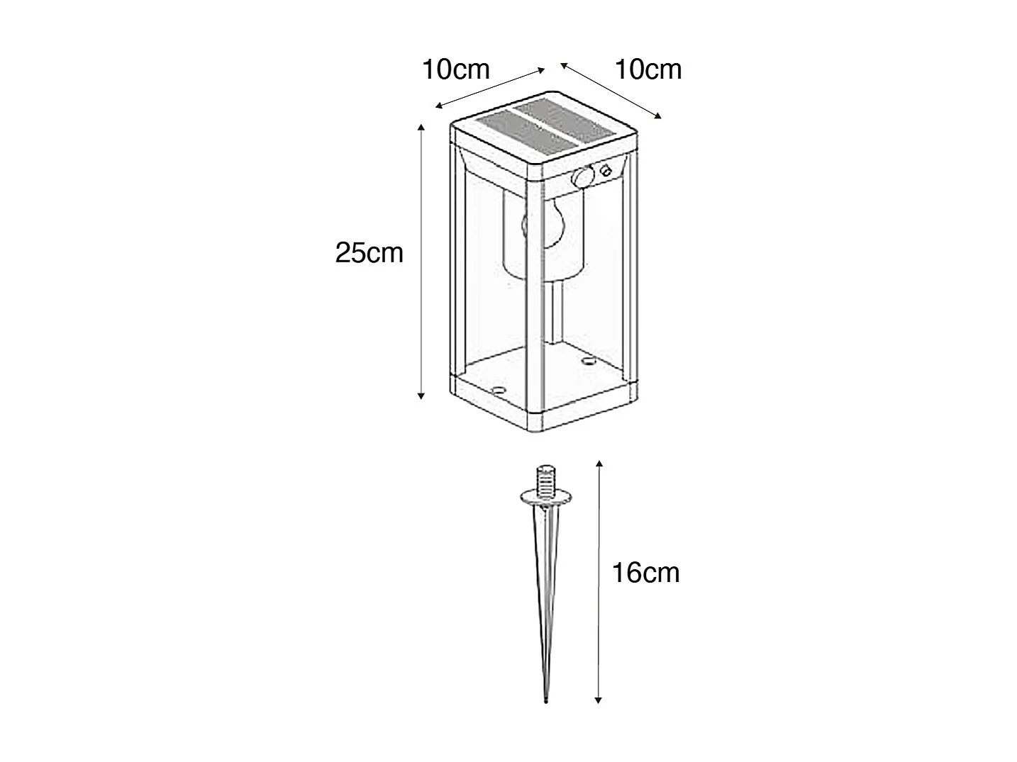 Lampadaire d'extérieur gris foncé 25 cm avec lumière à intensité variable et capteur solaire - Sonne