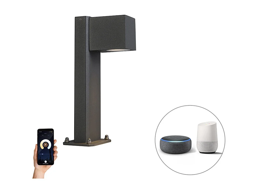 Lampe d'extérieur sur pied intelligente anthracite 30 cm IP44 avec Wifi GU10 - Baleno
