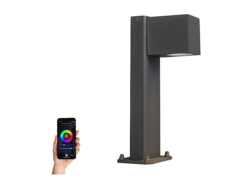 Lampadaire d'extérieur intelligent anthracite 30 cm IP44 avec WiFi GU10 - Baleno