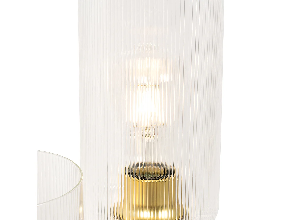 Lampe de table Art Déco dorée avec verre 2 lumières - Laura