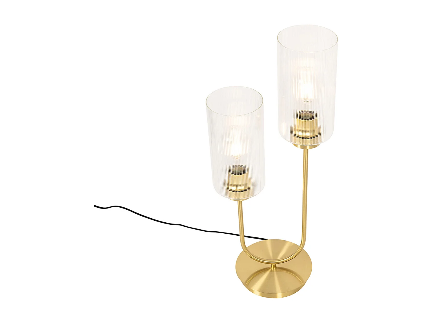 Lampe de table Art Déco dorée avec verre 2 lumières - Laura