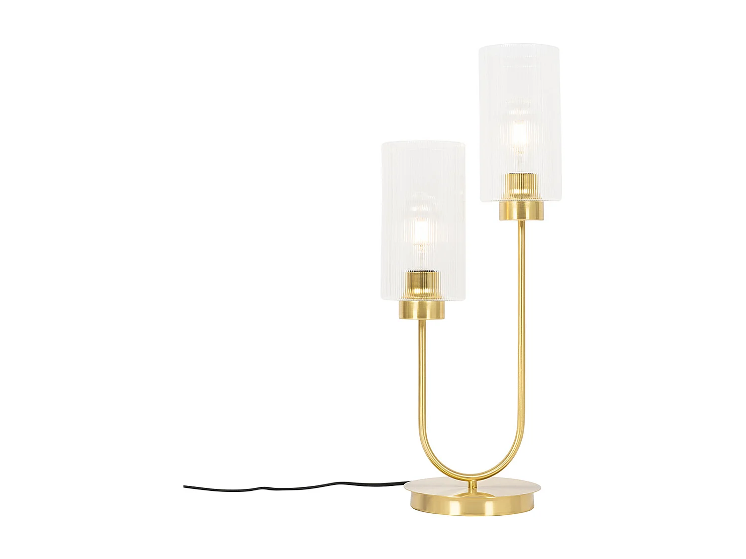 Lampe de table Art Déco dorée avec verre 2 lumières - Laura