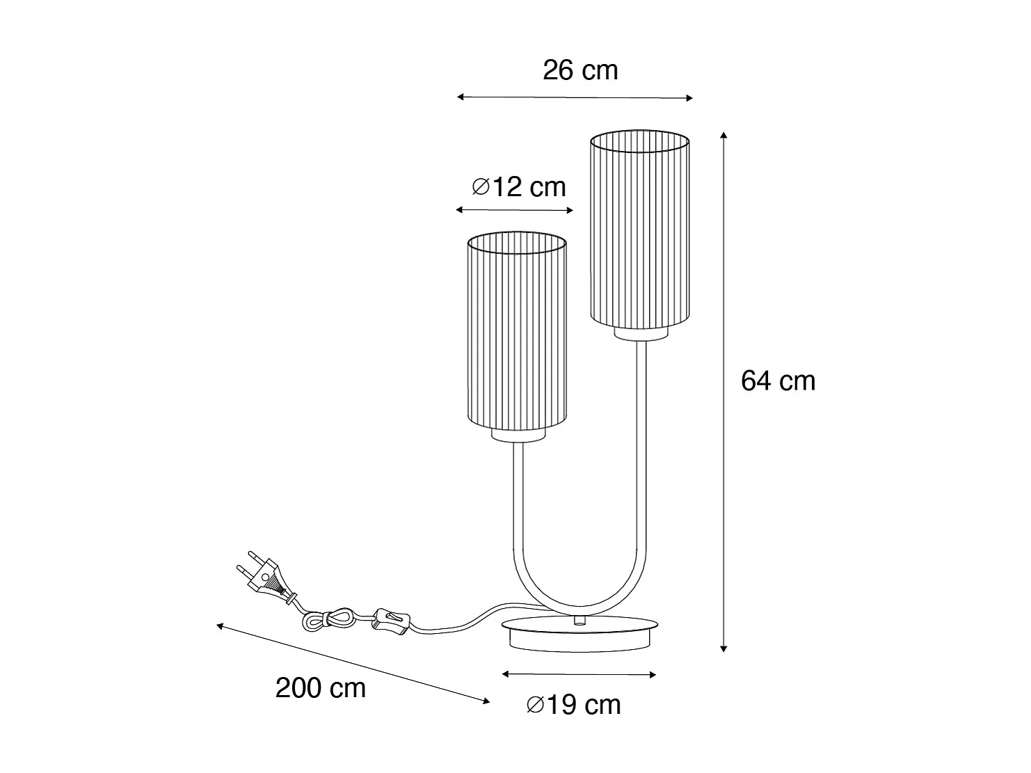 Lampe de table Art Déco dorée avec verre 2 lumières - Laura