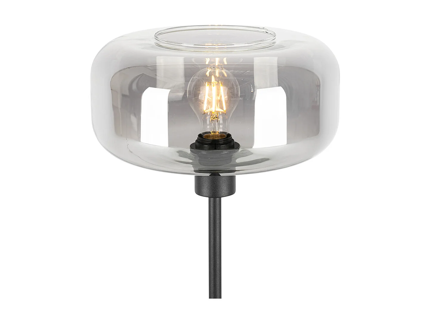 Lampe de table art déco noire avec verre fumé - Bizle