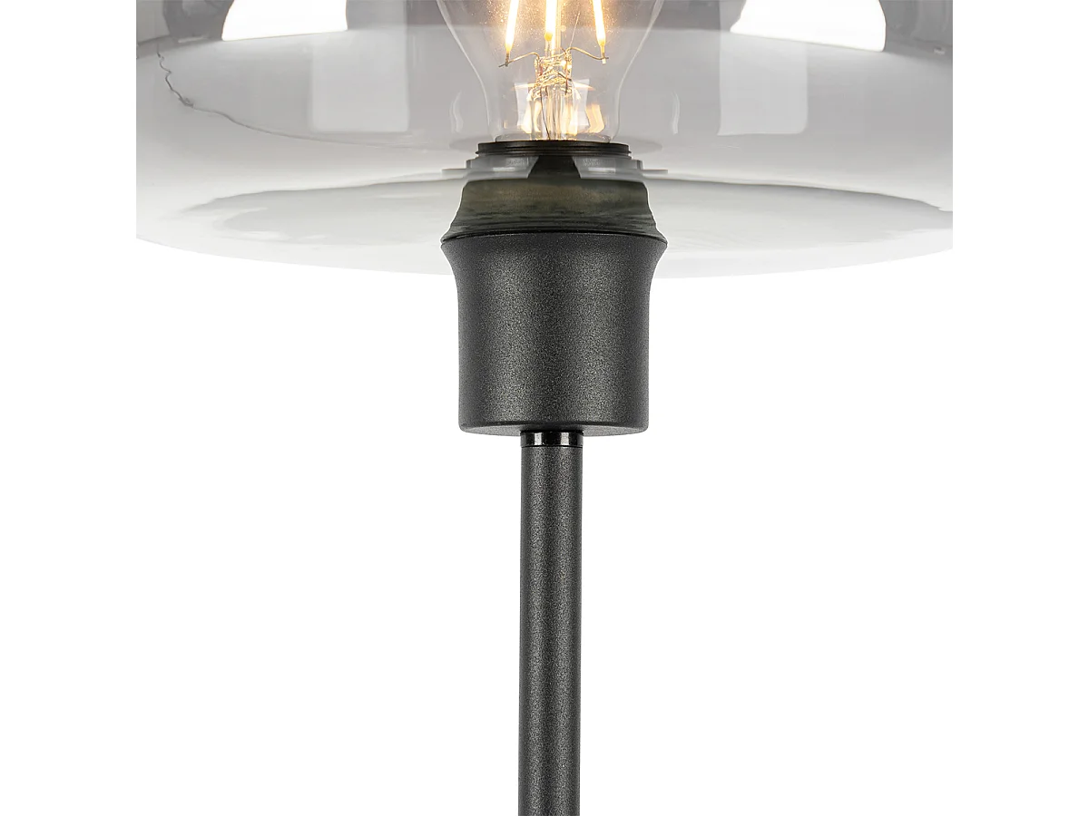 Lampe de table art déco noire avec verre fumé - Bizle