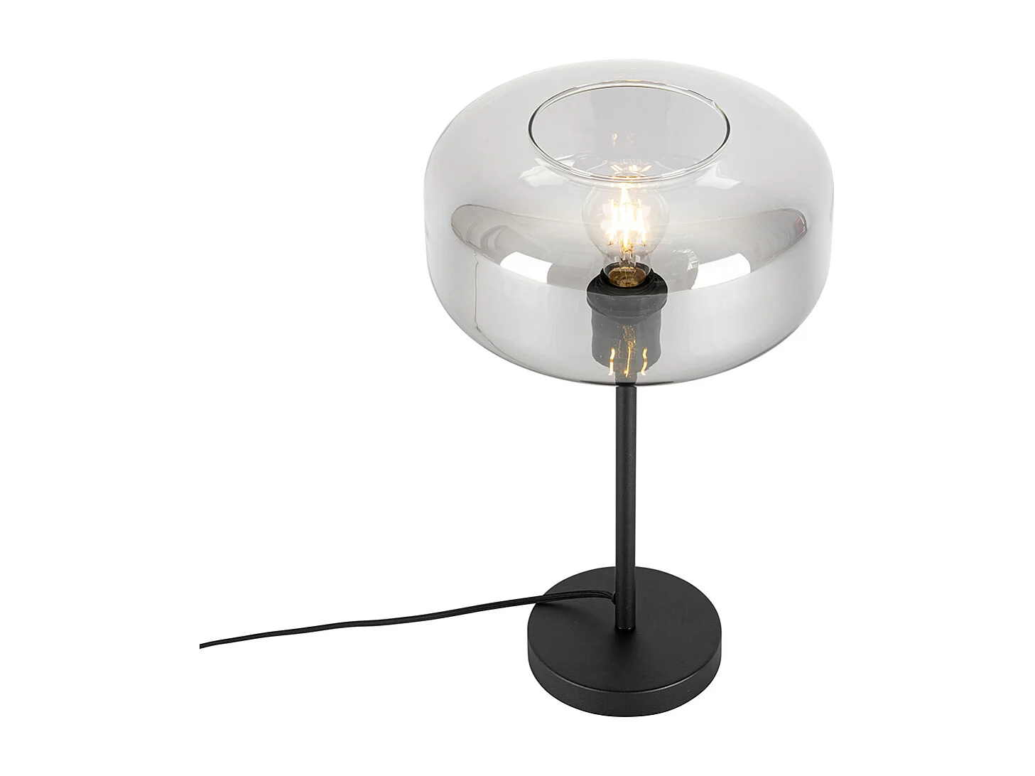 Lampe de table art déco noire avec verre fumé - Bizle