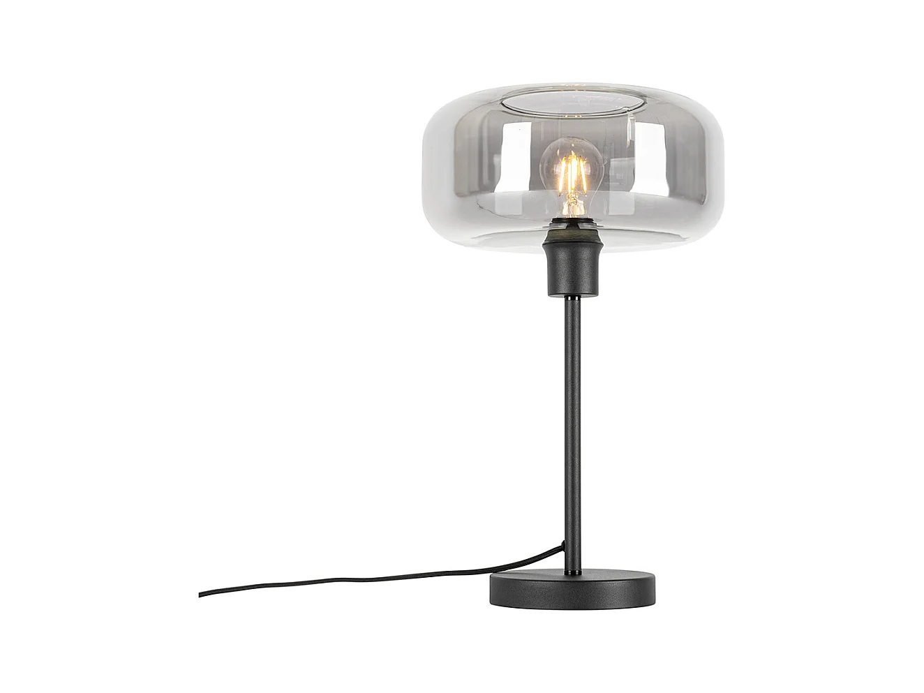 Lampe de table art déco noire avec verre fumé - Bizle