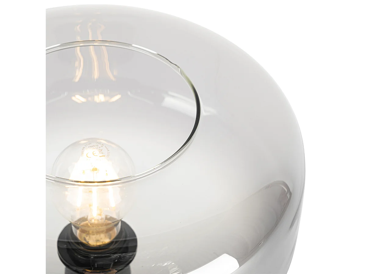 Lampe de table Art déco noire avec verre fumé - Bizle