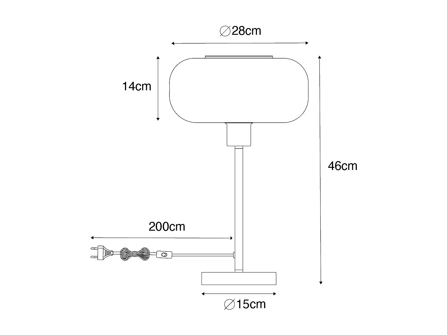Lampe de table Art déco noire avec verre fumé - Bizle