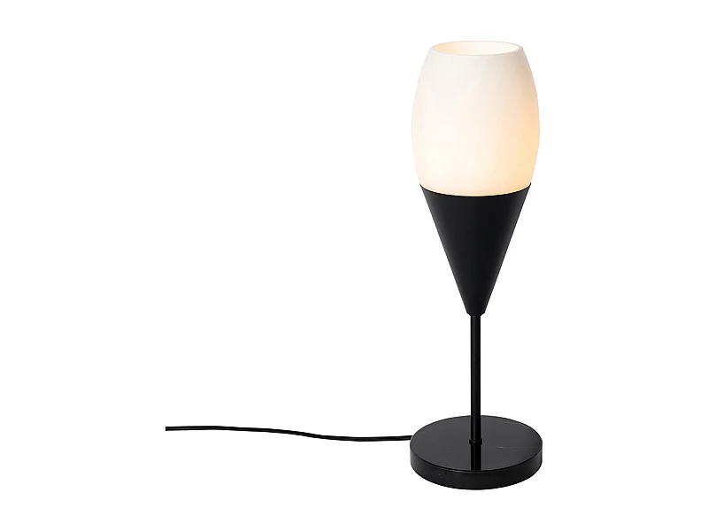 Lampe de table moderne noire avec verre opale - Drop