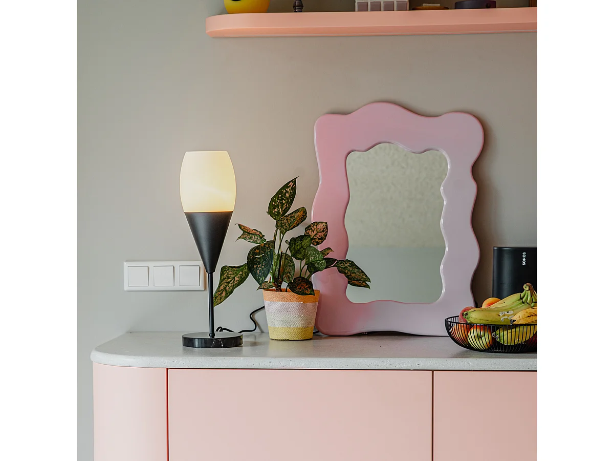 Lampe de table moderne noire avec verre opale - Drop