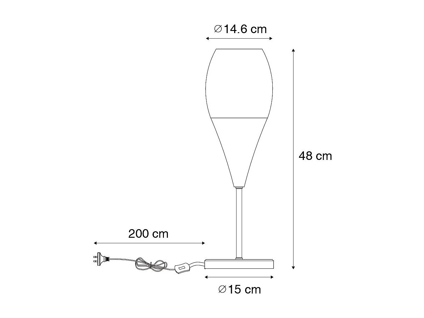 Lampe de table moderne noire avec verre opale - Drop