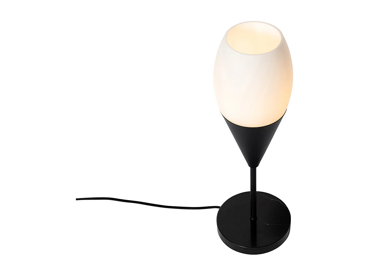 Lampe de table moderne noire avec verre opale - Drop