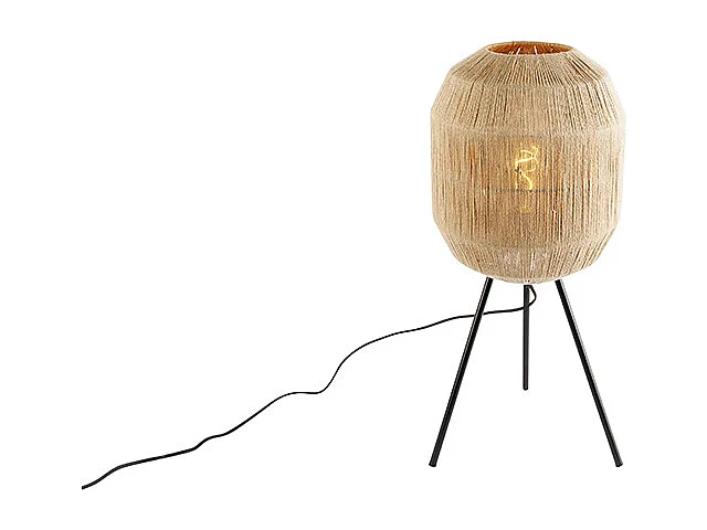 Lampe de table orientale noire avec corde - Riki