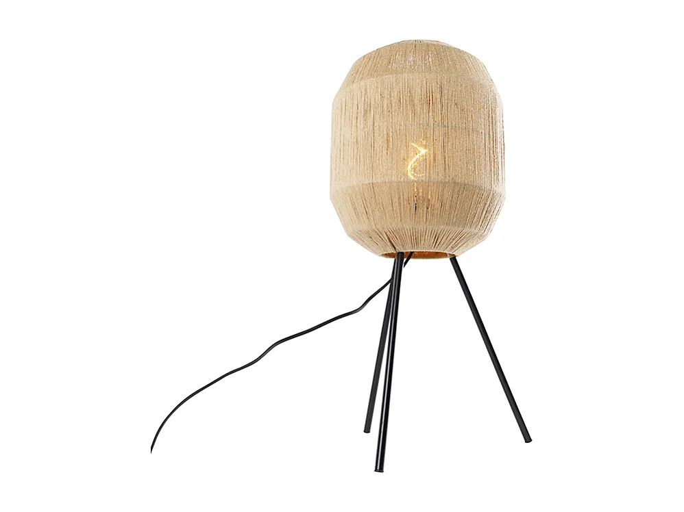Lampe de table orientale noire avec corde - Riki