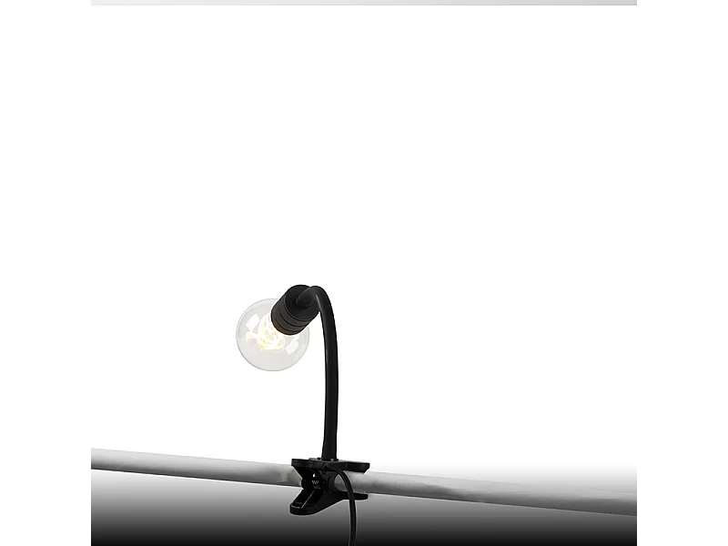 Lampe à pince moderne noire avec bras flexible - Cavalux