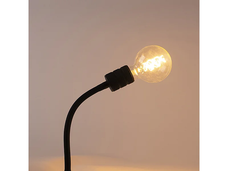 Lampe à pince moderne noire avec bras flexible - Cavalux