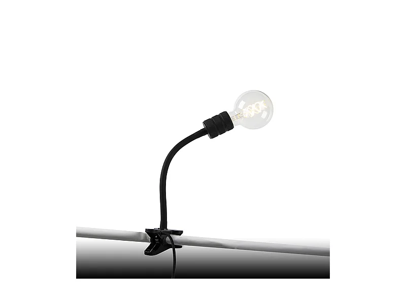 Lampe à pince moderne noire avec bras flexible - Cavalux