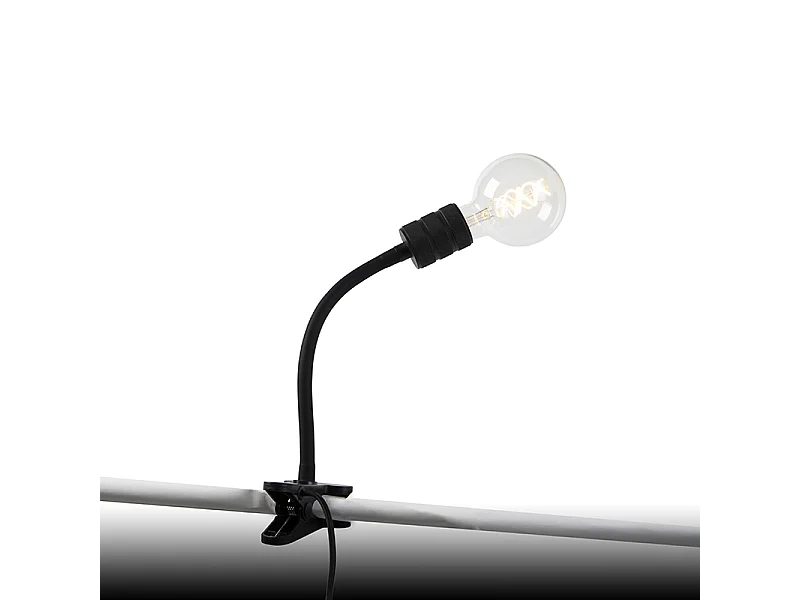 Lampe à pince moderne noire avec bras flexible - Cavalux