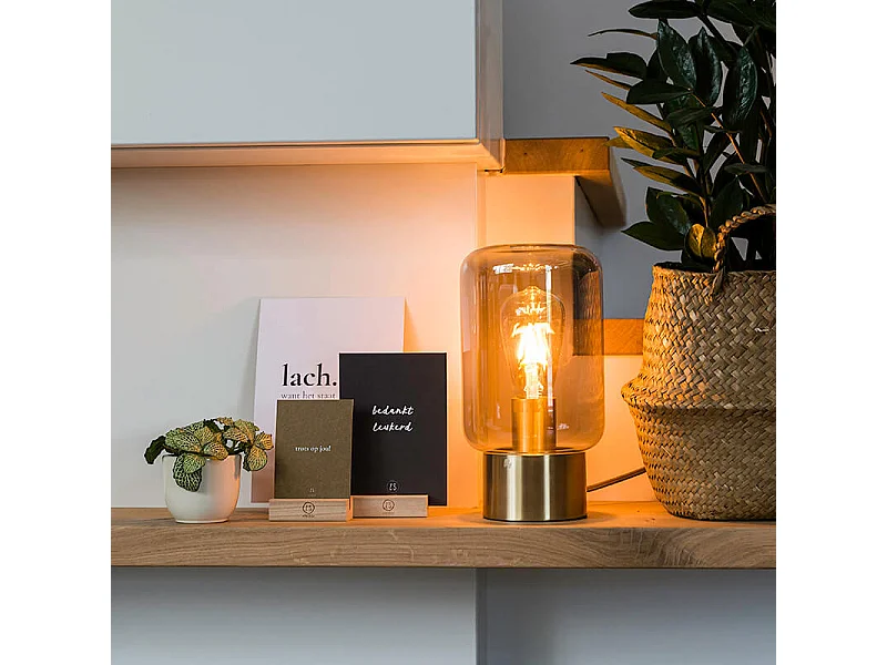 Lampe de table design en laiton avec verre fumé - Bliss Cute