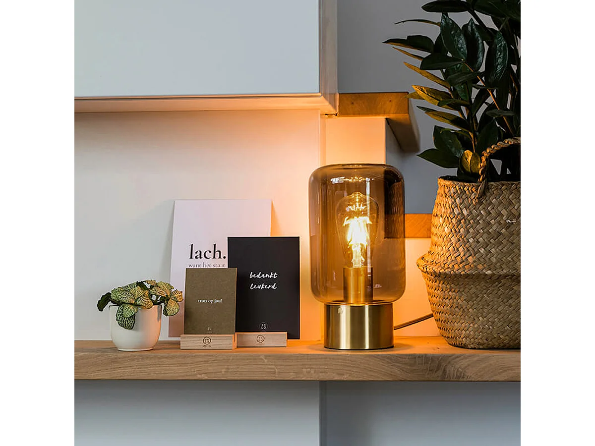 Lampe de table design en laiton avec verre fumé - Bliss Cute