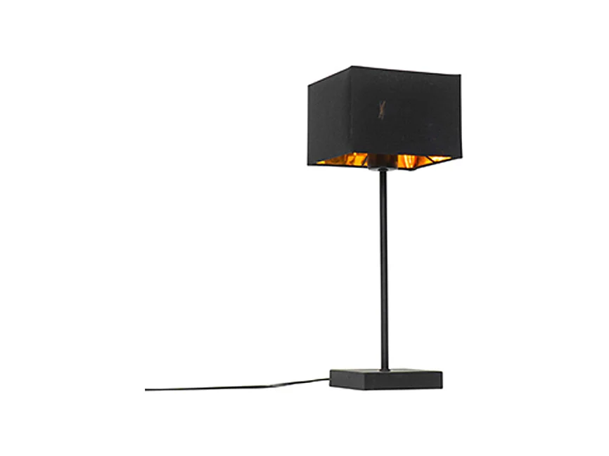 Lampe de table moderne en tissu noir abat-jour noir avec or - VT 1