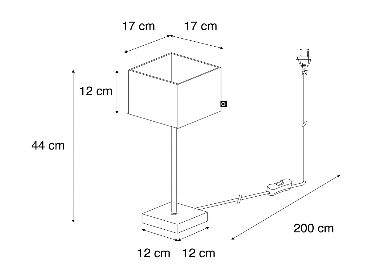 Lampe de table moderne abat-jour en tissu noir avec or - VT 1