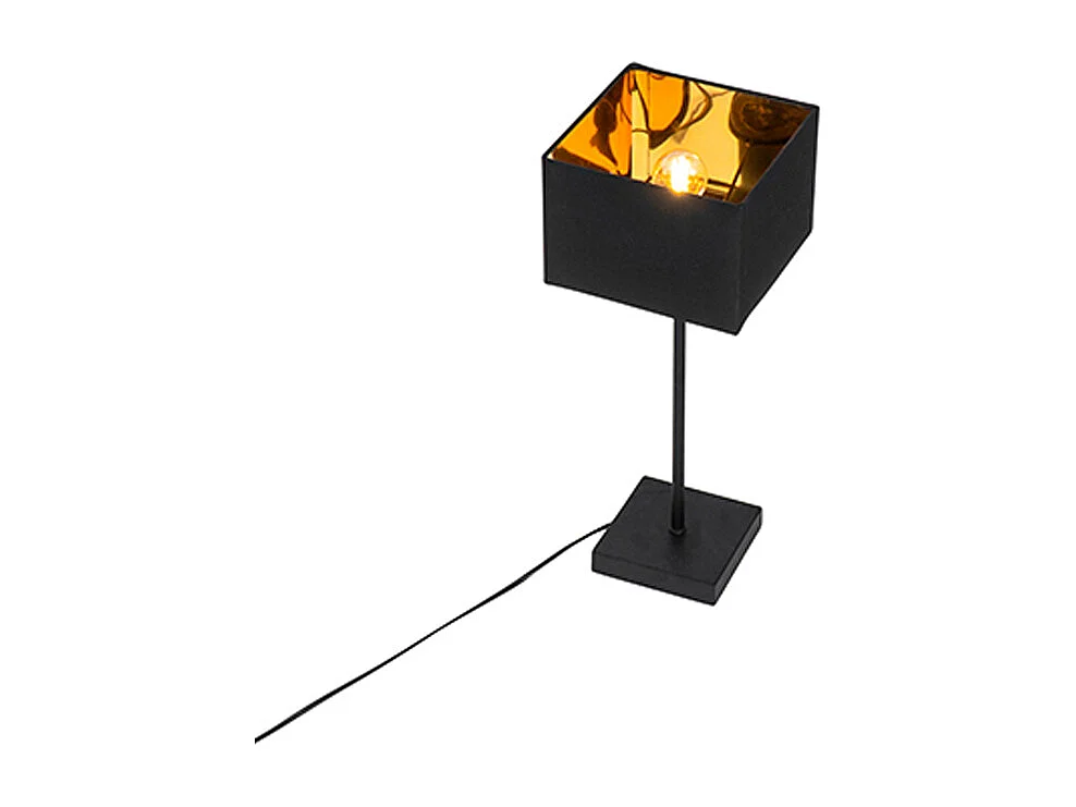 Lampe de table moderne abat-jour en tissu noir avec or - VT 1