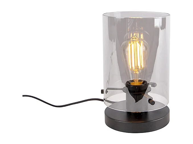 Lampe de table design noire avec verre fumé - Dôme
