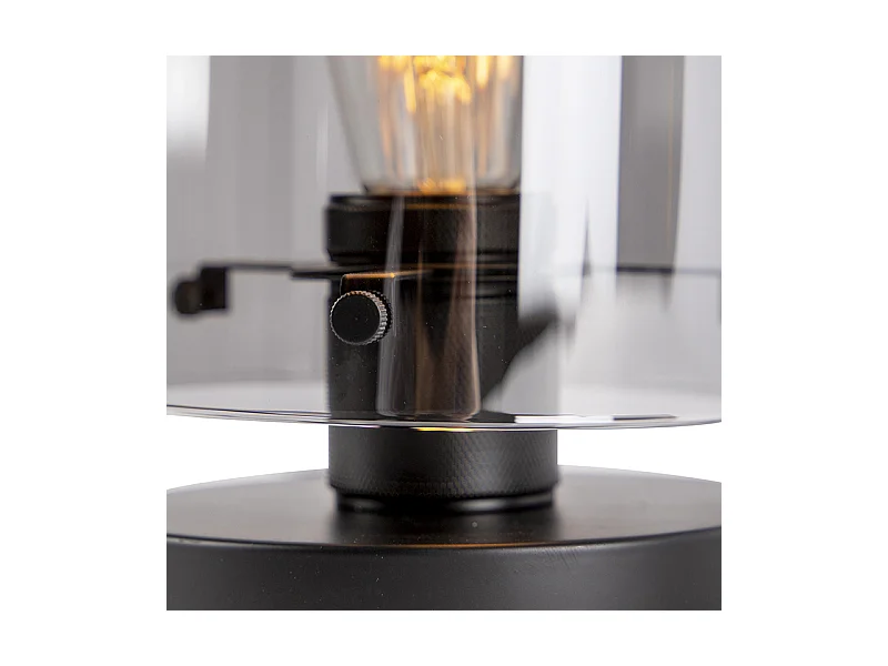 Lampe de table design noire avec verre fumé - Dôme