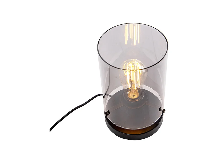 Lampe de table design noire avec verre fumé - Dôme