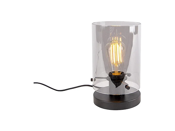 Lampe de table design noire avec verre fumé - Dôme