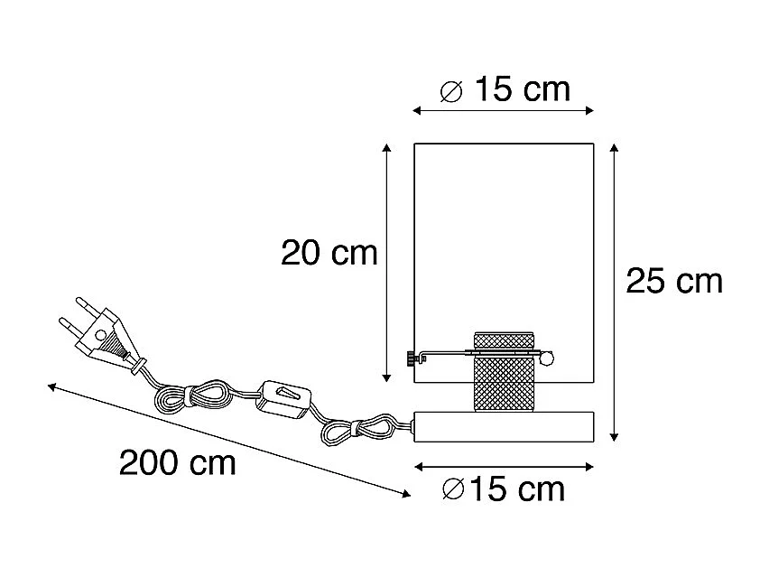 Lampe de table design noire avec verre fumé - Dome