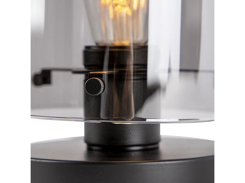 Lampe de table design noire avec verre fumé - Dome