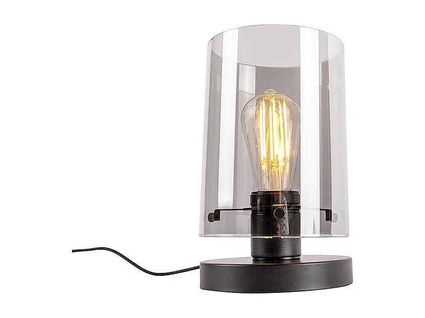 Lampe de table design noire avec verre fumé - Dome