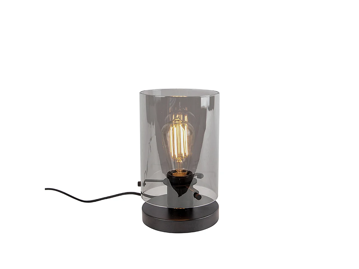 Lampe de table design noire avec verre fumé - Dome