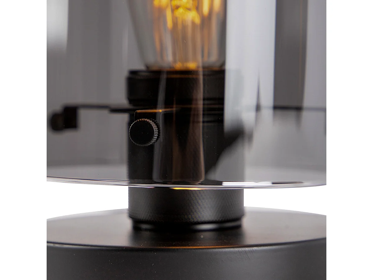 Lampe de table design noire avec verre fumé - Dome