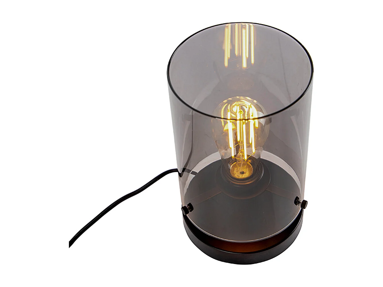 Lampe de table design noire avec verre fumé - Dome