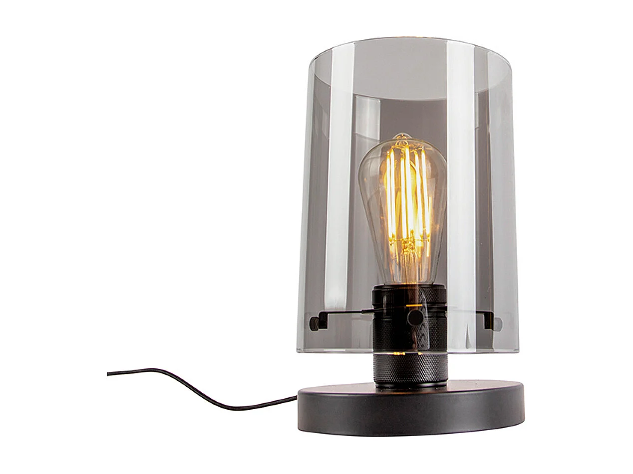 Lampe de table design noire avec verre fumé - Dome